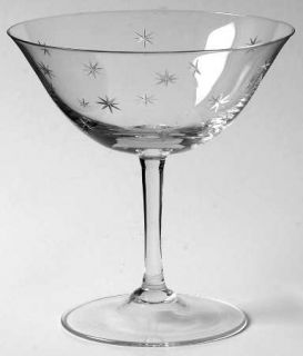 Unknown Crystal Unk8620 Champagne/Tall Sherbet   Gray Cut Stars On  Bowl, Smooth