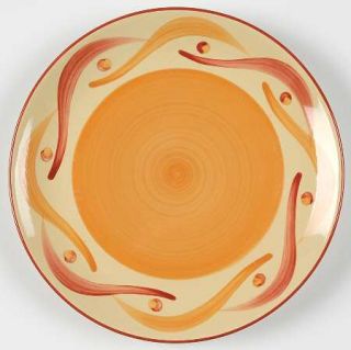 Gail Pittman Siena Salad Plate, Fine China Dinnerware   Multimotif,Red&Yellow Ba