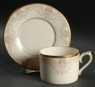 Lenox China Richelieu Court Flat Cup & Saucer Set, Fine China Dinnerware   Ambas