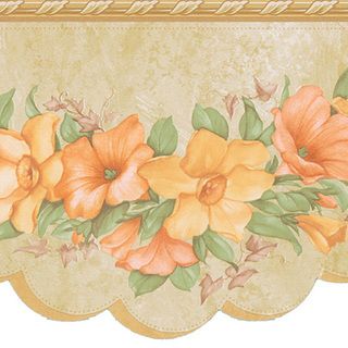 Peach Floral Valance Border Wallpaper (PeachTheme FloralMaterials Solid sheet vinylQuantity 1Setting IndoorDimensions 6 314 inches x 15 feet Care instructions ScrubbableHanging instructions PrepastedModel 499 06901 )