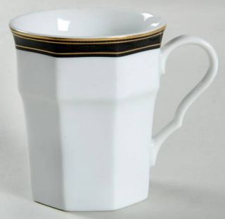 Christopher Stuart Black Dress Mug, Fine China Dinnerware   White W/Black Band,