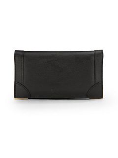 Framed Continental Leather Clutch   Black