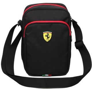 Ferrari Travelers Black Shoulder Bag (Black Dimensions 7.3 inches long x 1.8 inches wide x 8.1 inches high Weight 8ozStrap measurements 24 inch )