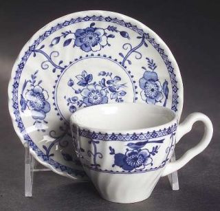 Johnson Brothers Indies Blue Flat Demitasse Cup and Saucer Set, Fine China Dinne