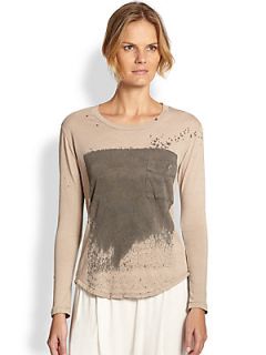 Raquel Allegra Shredded Back Printed Tee   Stardust Nude