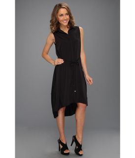 Kenneth Cole New York Emilie Sleeveless Shirtdress Womens Dress (Black)