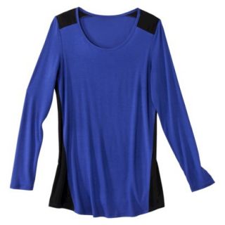 Mossimo Womens Colorblock Long Sleeve Top   Athens Blue/Black XS