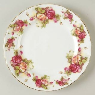 Royal Chelsea Golden Rose Salad Plate, Fine China Dinnerware   Thin Gold Trim,Pi