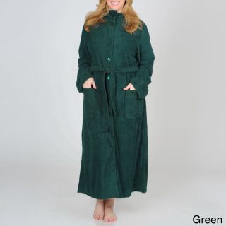 La Cera Womens Plus Size Button front Fleece Robe