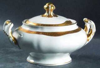 Franconia   Krautheim Jewel Sugar Bowl & Lid, Fine China Dinnerware   Gold Trim