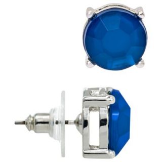 Womens Gallery Four Prong Stud Earrings   Blue/Silver