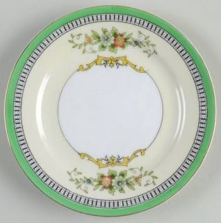 Noritake Roseara Bread & Butter Plate, Fine China Dinnerware   Green Band,Floral