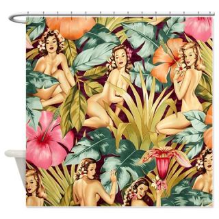  Green Palm Pinup Shower Curtain  Use code FREECART at Checkout