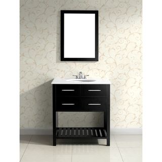 Manhattan 30 inch Black And Ceramic Contemporary Bathroom Vanity