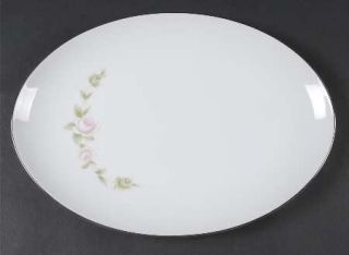 Style House Tudor Rose 12 Oval Serving Platter, Fine China Dinnerware   Pink Ro