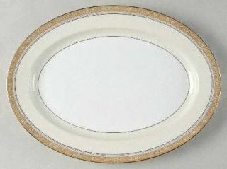 Noritake Nerrisa 16 Oval Serving Platter, Fine China Dinnerware   Tan Flowers W