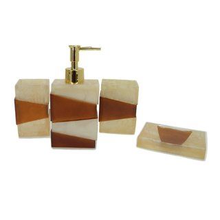 Split Love Bath Accessory 4 piece Set (MulticoloredMaterials ResinDimensions Lotion/soap dispenser 3.15 inches high x 3.15 inches wide x 7.09 inches longToothbrush holder 2.95 inches high x 2.17 inches wide x 3.94 inches longTumbler 2.44 inches high x