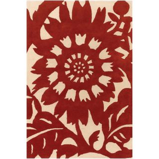 Thomaspaul Red Floral Hand tufted New Zealand Wool Rug (5 X 76)