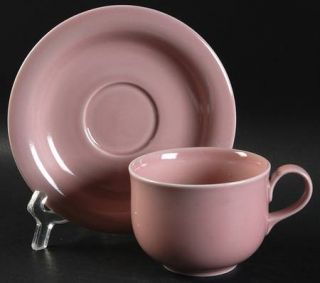 Goebel Meridian Pink Flat Cup & Saucer Set, Fine China Dinnerware   All Pink, Ri