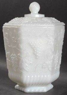 Anchor Hocking Vintage Milk Glass Cookie Jar with Lid   Milk Glass, Grapes