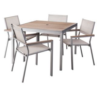 Threshold 5 Piece Wood Square Patio Furniture Set, Bryant Collection