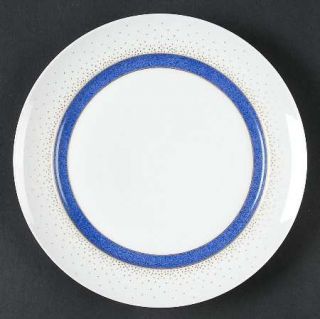 Lalique Lupins Dessert/Pie Plate, Fine China Dinnerware   Blue Flowers, Blue & G