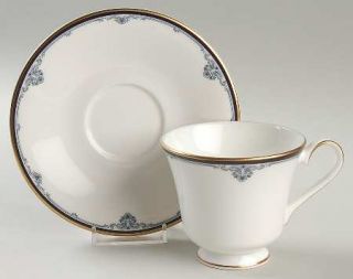 Royal Doulton Princeton Footed Cup & Saucer Set, Fine China Dinnerware   Blue Sc