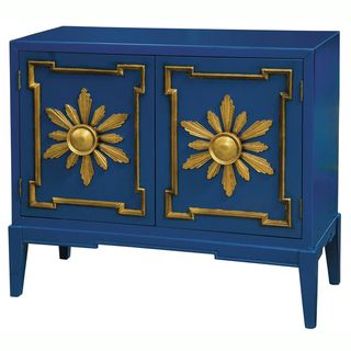 Hand Painted Distressed Blue Finish Accent Chest