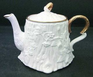 Royal Stafford Old English Oak Gold Teapot & Lid, Fine China Dinnerware   Emboss