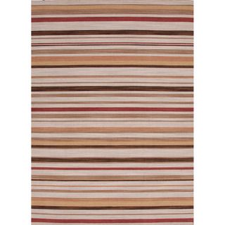 Reversible Handmade Flat weave Stripe Pattern Multicolor Rug (5 X 8)