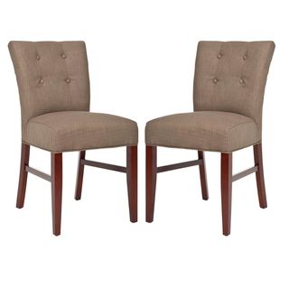 Safavieh Metro Curved Tufted Brown Linen Side Chairs (set Of 2) (BrownMaterials Linen Fabric and woodFinish MapleSeat height 19 inchesDimensions 34.6 inches high x 25.8 inches wide x 19.9 inches deepNumber of boxes this will ship in 1Chairs arrive fu