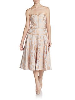 Frida Embroidered Silk Sweetheart Dress   Orchid