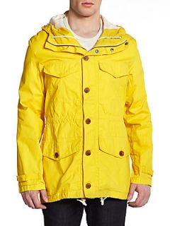 Delta Waxed Cotton Hooded Rain Coat   Yellow