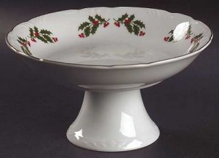 Kashima Christmas Holly (Smooth Edge,Coupe) Round Compote   Height x Width, Fine