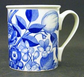 Portmeirion Harvest Blue Breakfast Mug, Fine China Dinnerware   Blue Flowers & F