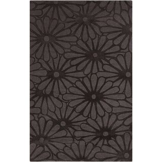 Hand crafted Cocoa Daises Navy Floral Wool Rug (8 X 11)