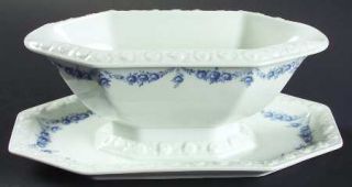 Rosenthal   Continental Blue Garland Gravy Boat with Attached Underplate, Fine C