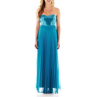 Speechless Strapless Sequined Dress, Turquoise Jm