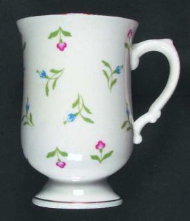 Royal Victoria Rov12 Mug, Fine China Dinnerware   Red And Blue Flowers, Green Le