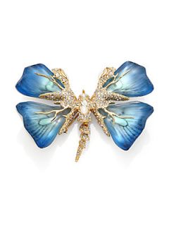 Alexis Bittar Lucite, Mother of Pearl Doublet & Crystal Butterfly Pin   Azure