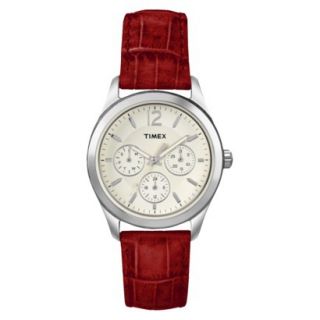 Timex Womens Ameritus Multi Function Watch with Croco Patterned Leather Strap  