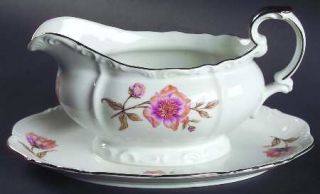 Edelstein Clairmont Gravy Boat with Attached Underplate, Fine China Dinnerware  