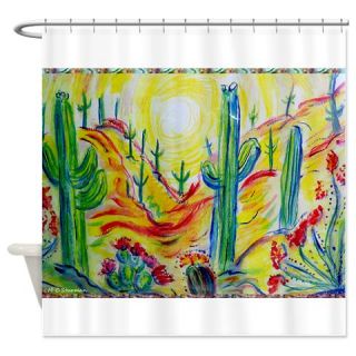  Saguaro Cactus, desert Southwest art Shower Curta  Use code FREECART at Checkout