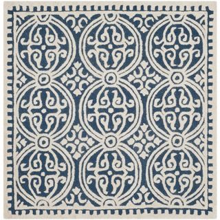 Safavieh Handmade Moroccan Cambridge Navy Blue/ Ivory Wool Rug (4 Square)