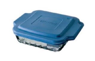 Anchor 8 in Square Sculpted Baking Dish w/ Blue Plastic Lid