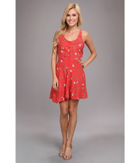 Angie Printed Button Up Dress Womens Dress (Red)