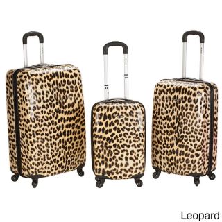Rockland Designer 3 piece Lightweight Hardside Spinner Luggage Set (Leopard, pink leapord, and black and white leapordMaterials Polycarbonate/ABSLarge, fully lined main compartment Interior zipper pockets to optimize packing Interior divider creates 2 se