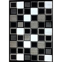 Modern Deco Black Squares Rug (79 X 105)