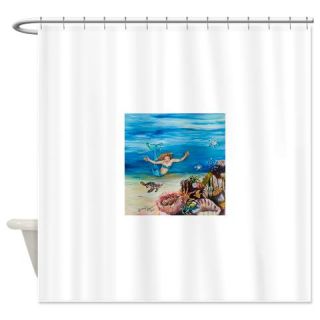  Young Mermaid with young turtles 11 Shower Curtain  Use code FREECART at Checkout