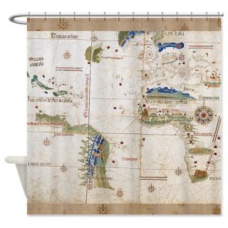  Vintage Planisphere World Map Shower Curtain  Use code FREECART at Checkout